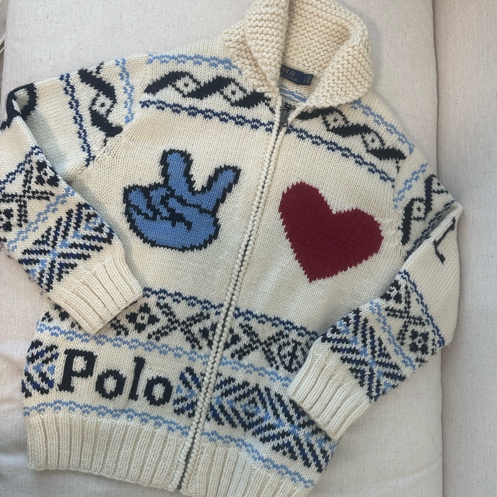 Ralph Lauren Peace Love Zip Up Sweater